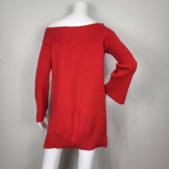 Anthropology Off Shoulder Boho Red Tunic Sweater Size M - Picture 5 of 12